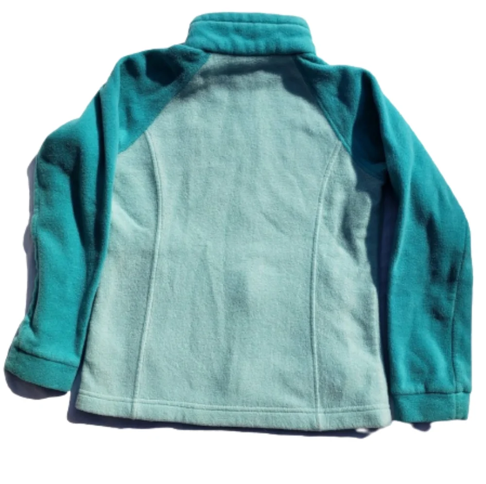 Fleece Jacket Zippered POCKETS Aqua Teal Spring Sz M COLUMBIA 2 Tone - Picture 2 of 13